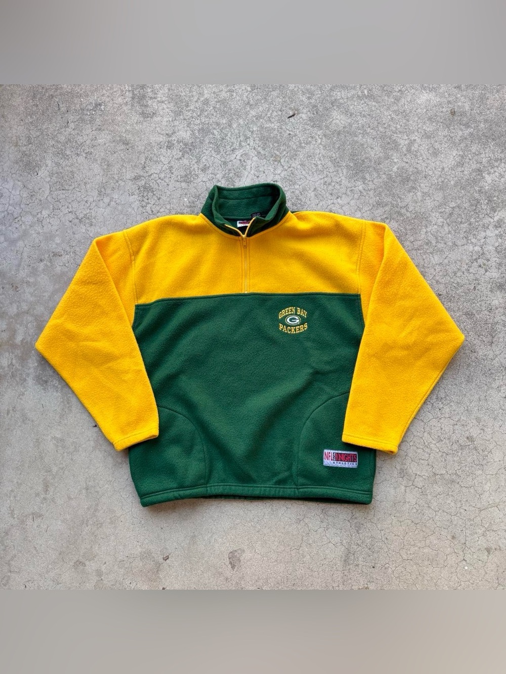 Vintage 1997 Green Bay Packers Embroidered 1/4 Zip Fleece Pullover Sweater Sz L